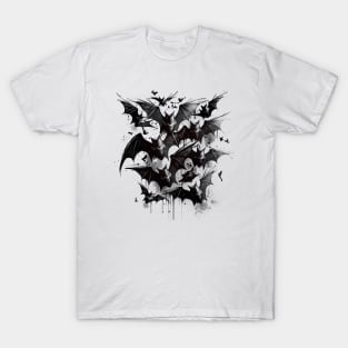 Flock of Bats Gothic Vampire Art T-Shirt